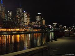 City lights at night over Yarra from Southbank